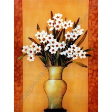 Натюрморт: маленькие белые цветы, выполненный маслом на холсте
